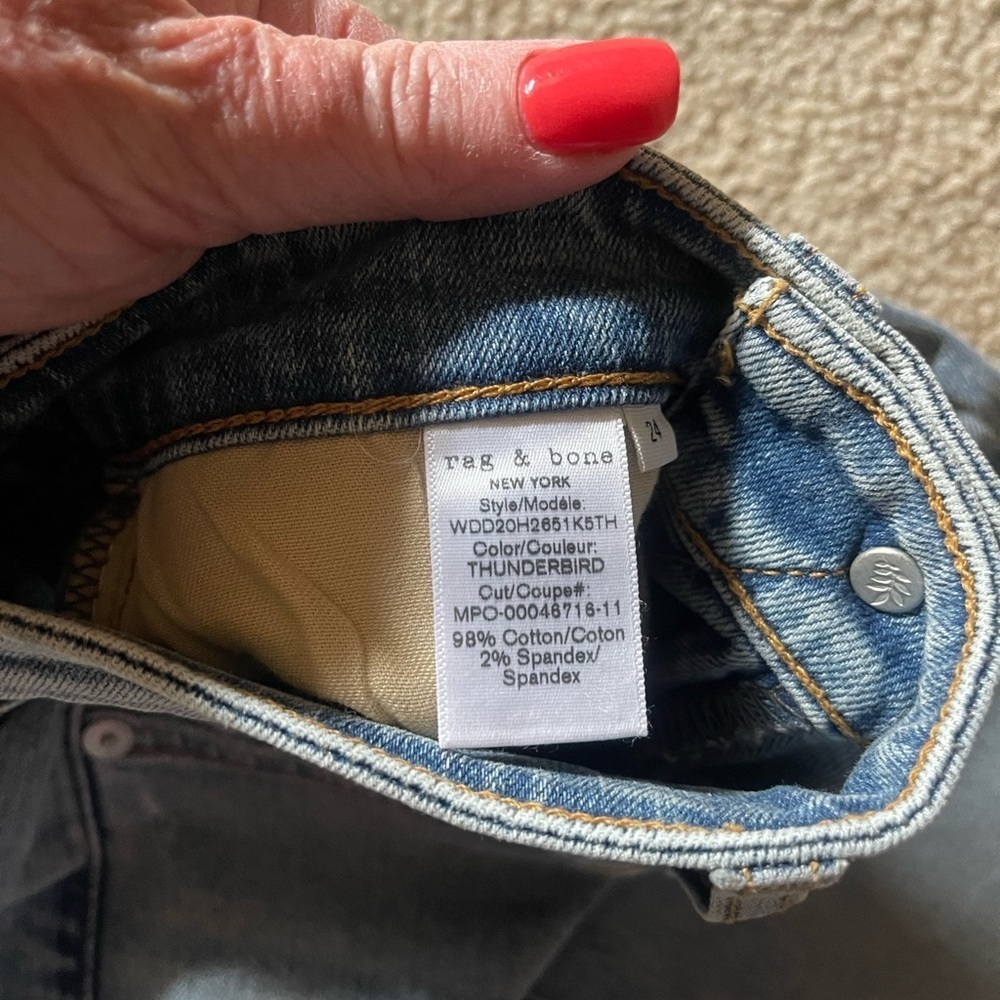 NWT Rag & Bone Cate Mid-Rise Distressed Ankle Skinny Jeans in Thunderbird - Picture 6 of 11